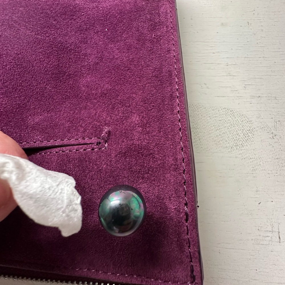 White House Black Market Real Suede Faux Leather Clutch Bright Purple BNWT - Picture 9 of 10